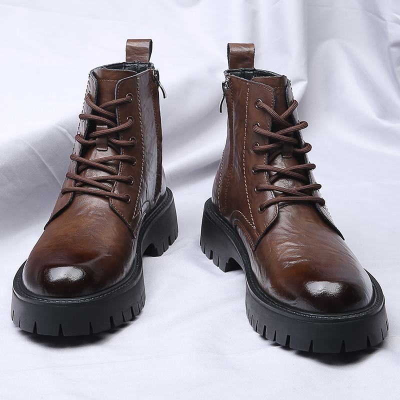 Men'S Shoes Dq - Men Side Zipper High Top Boots