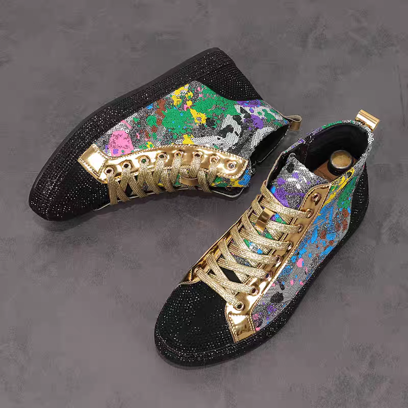 Men'S Shoes Dq - European fashion rhinestone sequin men's high