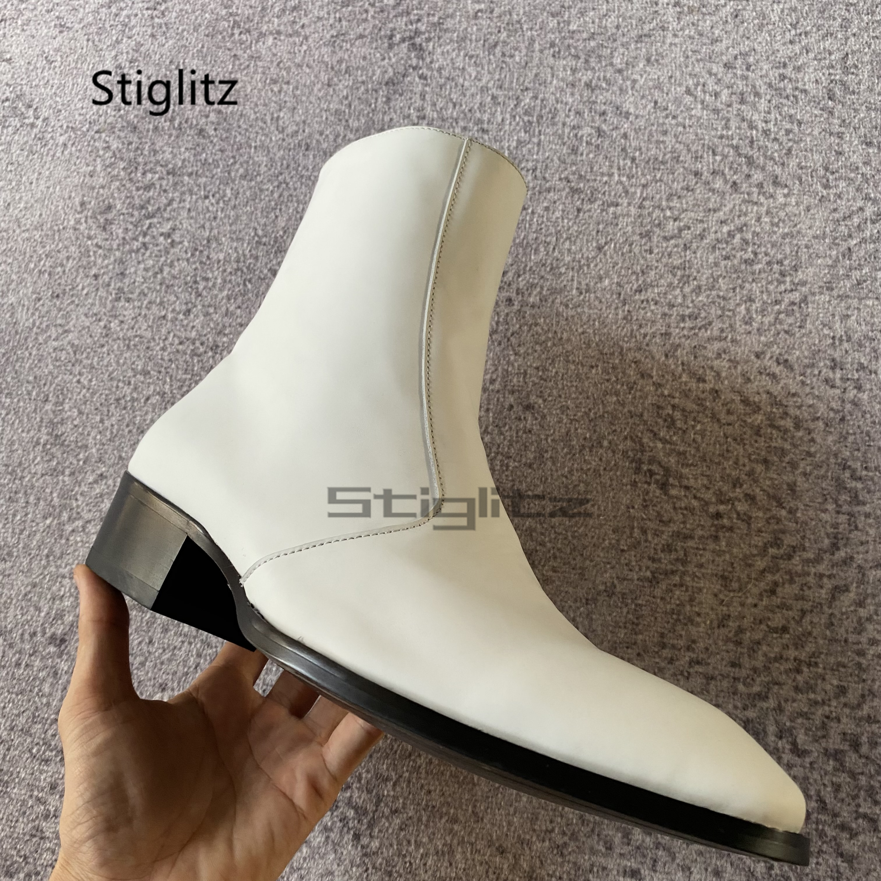 White Genuine Leather Chelsea  – Men Shoes Formal recenzja i cena