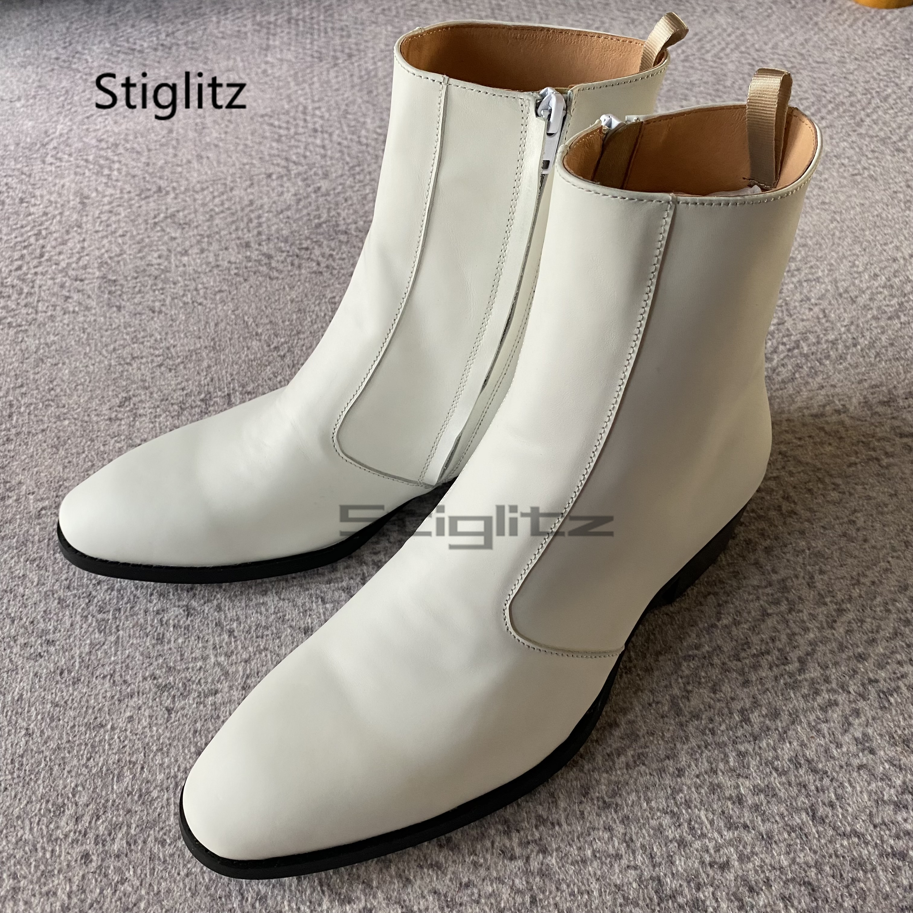 White Genuine Leather Chelsea  – Men Shoes Formal recenzja i cena