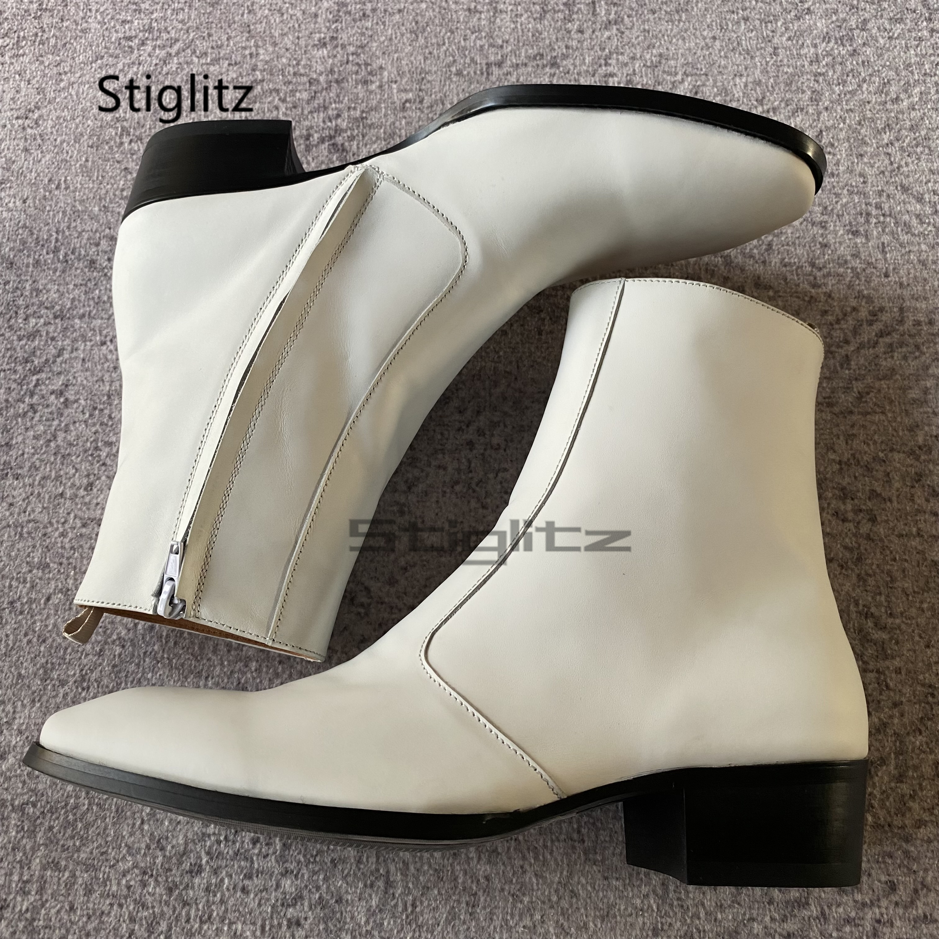 White Genuine Leather Chelsea  – Men Shoes Formal recenzja i cena